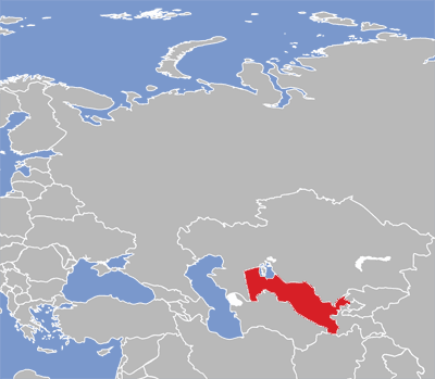 Map of Uzbek language speakers.