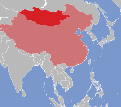 Map of Mongolian language speakers.