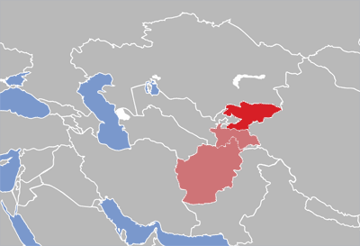 Map of Kyrgyz language speakers.