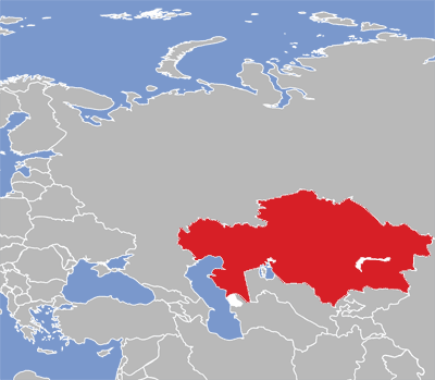 Map of Kazakh language speakers.