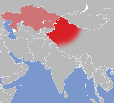Map of Uighur language speakers.