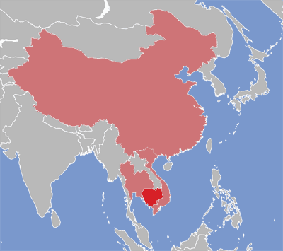 Map of Khmer language speakers.