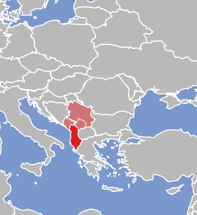 Map of Albanian language speakers.